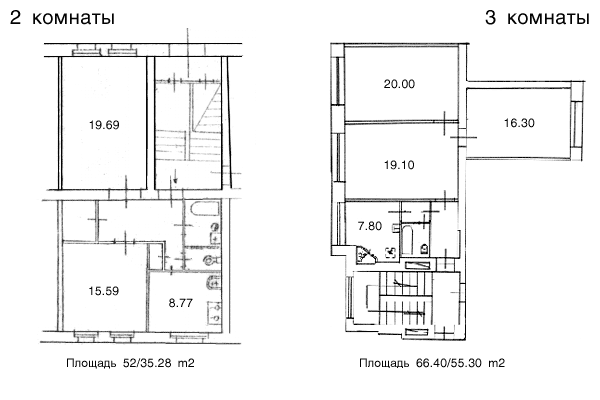 Сталинка - планировка 2-х комнатной квартиры