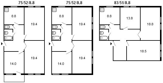 Сталинка - планировка 3-х комнатной квартиры